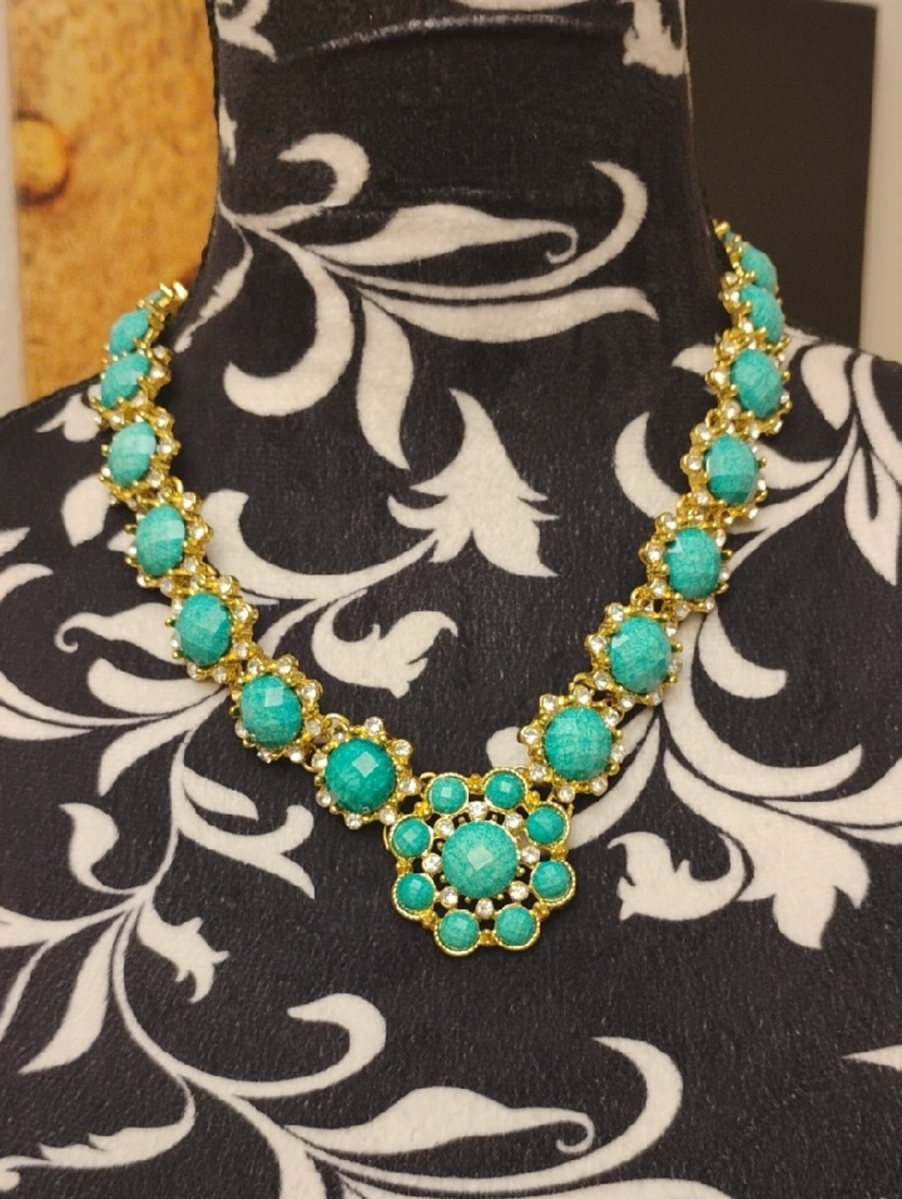 Amrita Singh Gold and Turquoise Statement Necklace